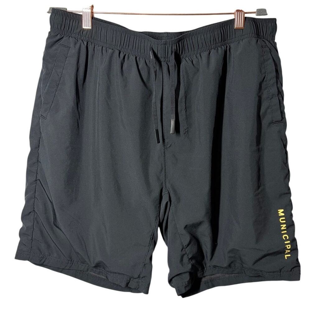 Municipal Men's Black Athletic Drawstring Gym Shorts Lined Size XL